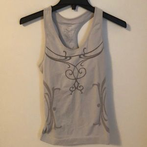 White and gray exercise top
